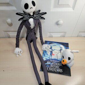 NIGHTMARE BEFORE CHRISTMAS Bundle: Jack & Zero Plushes + Letter Notepad Book